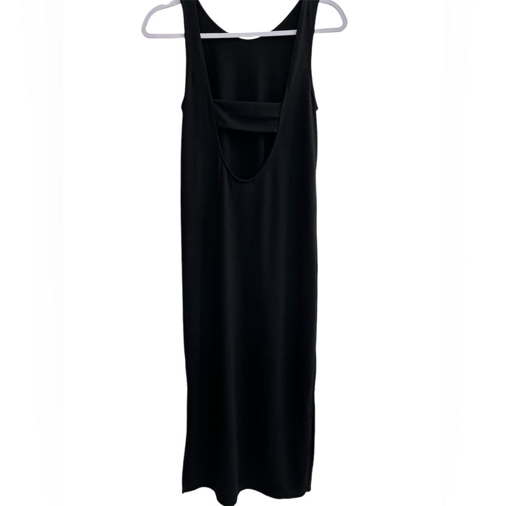H&M Black Midi Bodycon Dress Women’s Size 4 | Sleek Minimalist Cutout Style - Picture 3 of 3